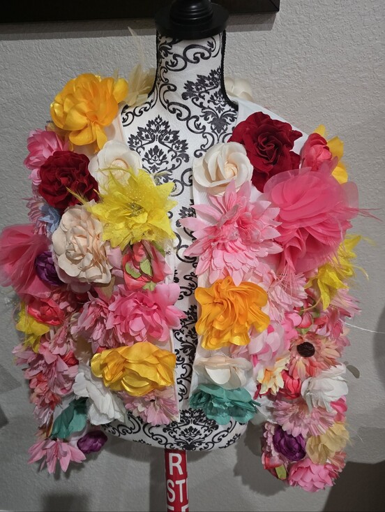 Fashion Nova Jackets & Blazers - Fashion Nova Cream Floral Appliqué Shrug with Pink & Red Flowers